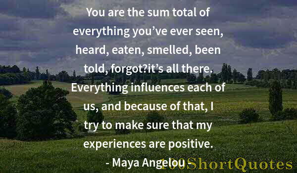 Quote by Albert Einstein: You are the sum total of everything you’ve ever seen, heard, eaten, smelled, been told, forgot?it’s ...