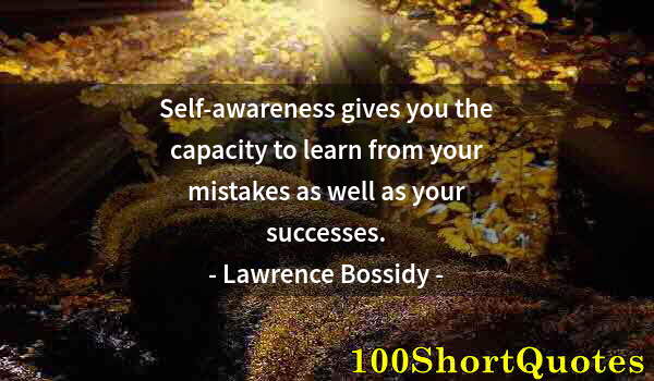 Quote by Albert Einstein: Self-awareness gives you the capacity to learn from your mistakes as well as your successes.