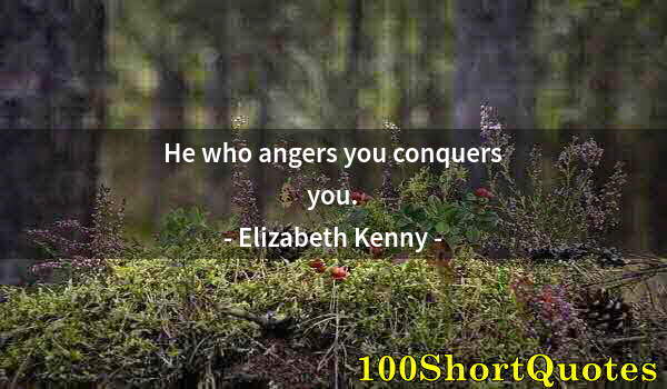 Quote by Albert Einstein: He who angers you conquers you.
