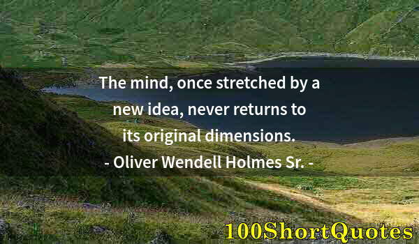 Quote by Albert Einstein: The mind, once stretched by a new idea, never returns to its original dimensions.