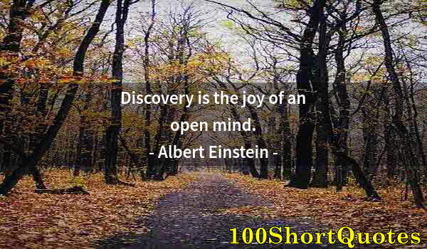Quote by Albert Einstein: Discovery is the joy of an open mind.