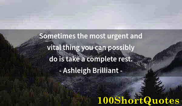 Quote by Albert Einstein: Sometimes the most urgent and vital thing you can possibly do is take a complete rest.