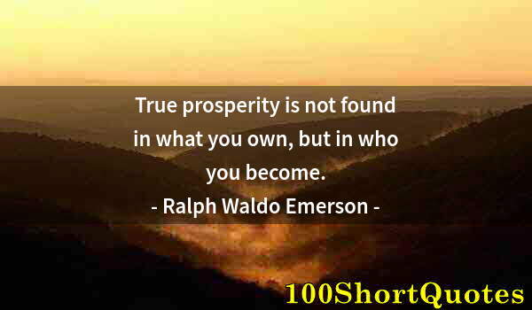 Quote by Albert Einstein: True prosperity is not found in what you own, but in who you become.